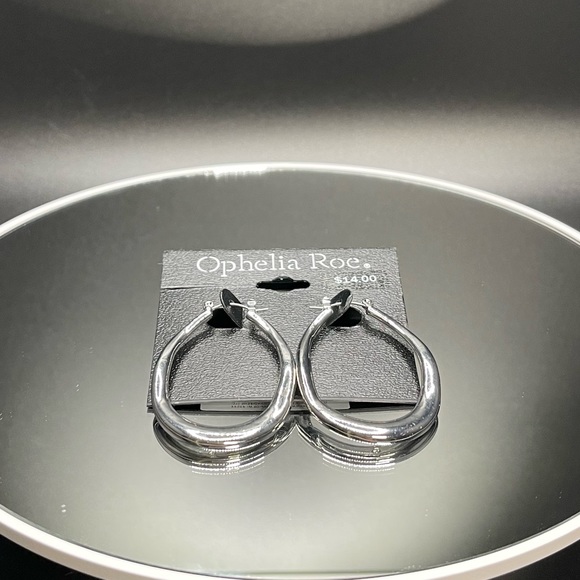 NWT- Ophelia Roe, Silver-Tone, Irregular Shaped, 2in, Hoops - Picture 8 of 9